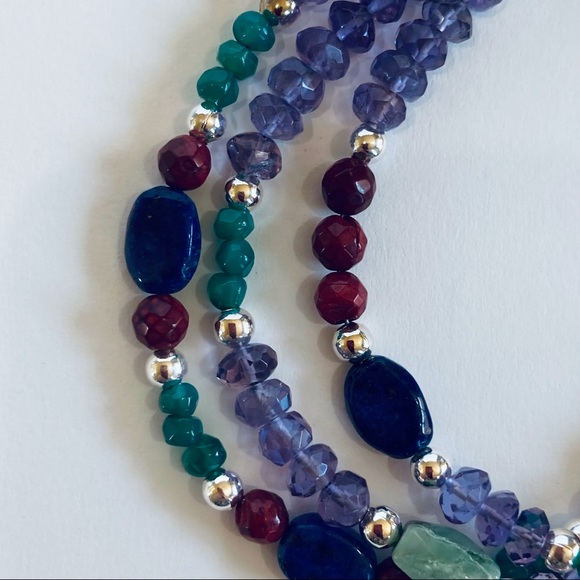 HAND CRAFTED BRACELET EARRINGS Sundance Lapis Lazuli Amethyst Gold Charm NWT - Picture 4 of 12